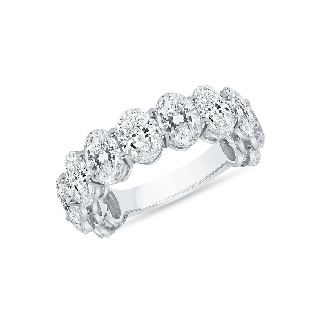 5.52 CT. Oval Cut Diamond Half Eternity Band in Platinum - Half Eternity Ring