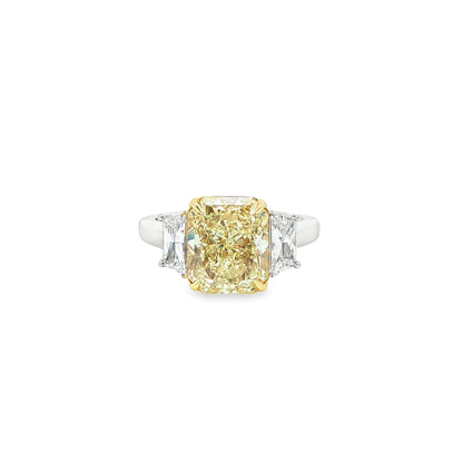 4.93ct. Three Stone Ring in 18KY Gold and Platinum - Engagement Rings