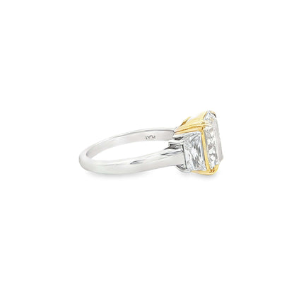 4.93ct. Three Stone Ring in 18KY Gold and Platinum - Engagement Rings