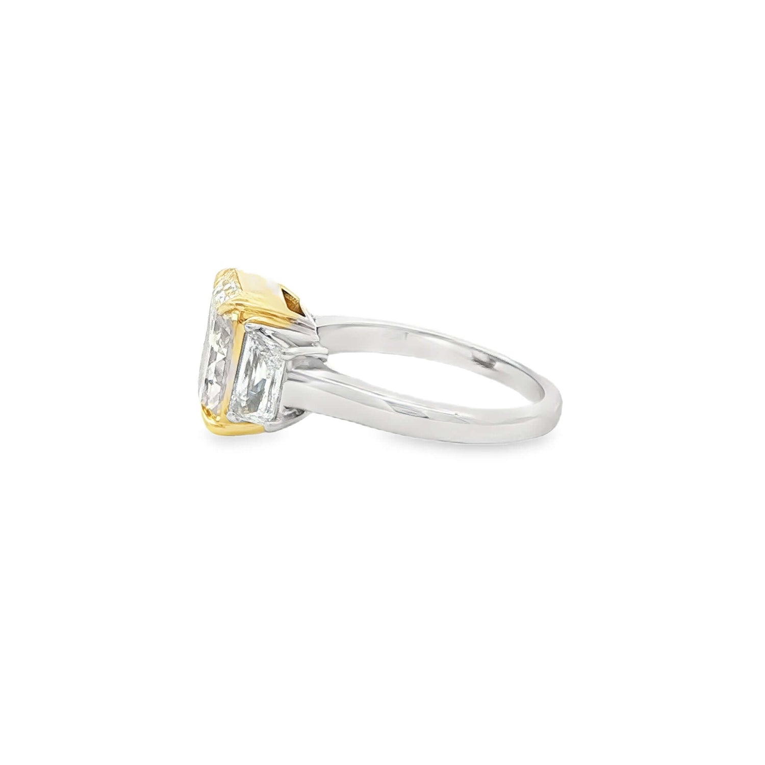 4.93ct. Three Stone Ring in 18KY Gold and Platinum - Engagement Rings
