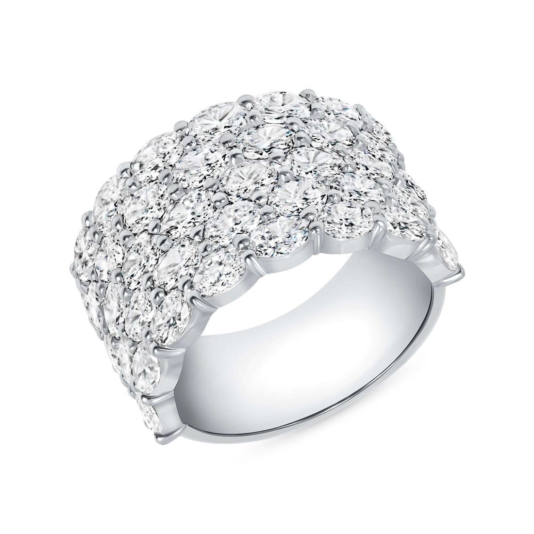 4.48 CT. Oval Cut Diamond Five Row Ring in Platinum - Fashion Ring