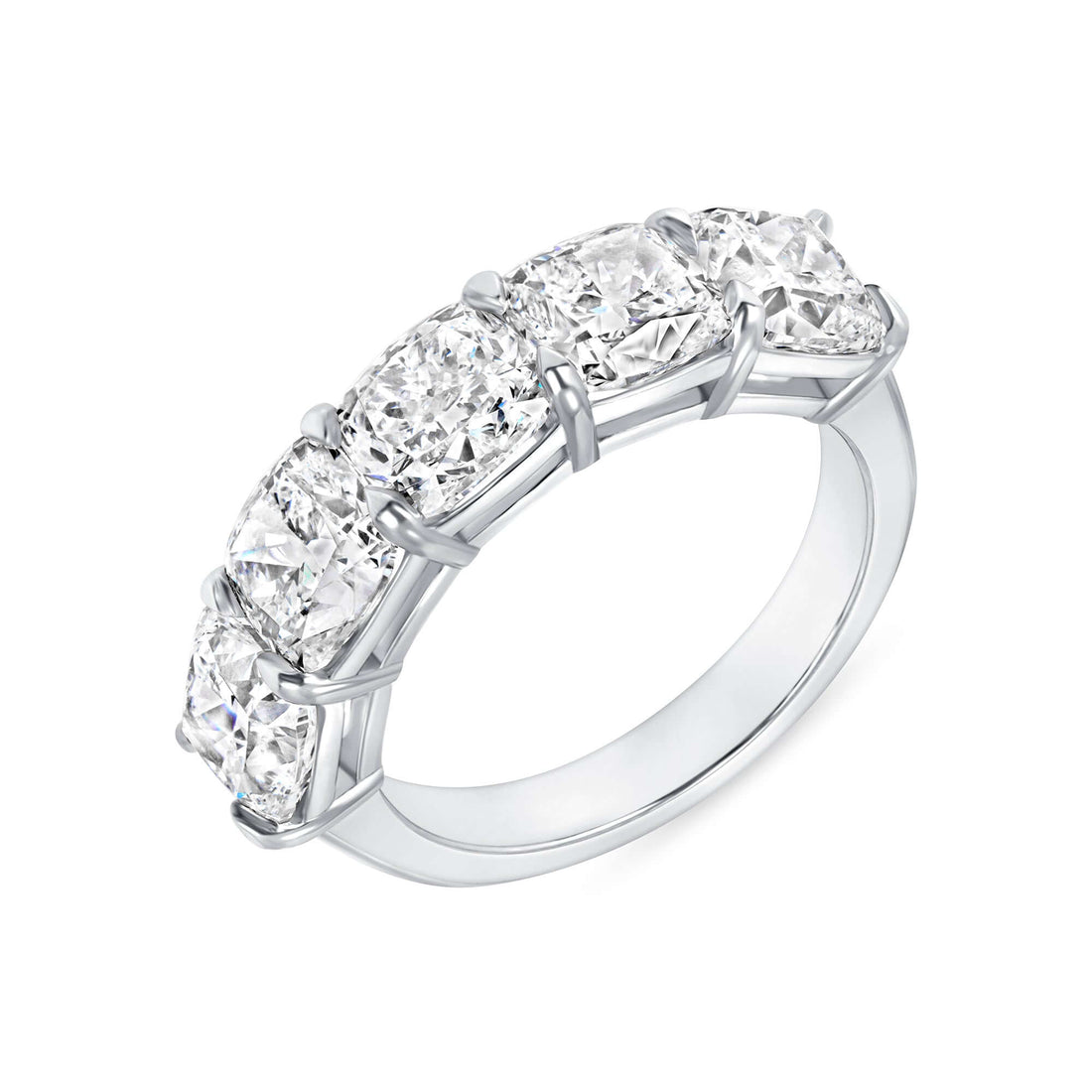 5.04 CT. Cushion Brilliant Cut Diamond Half Eternity Ring in Platinum - Half Eternity Ring