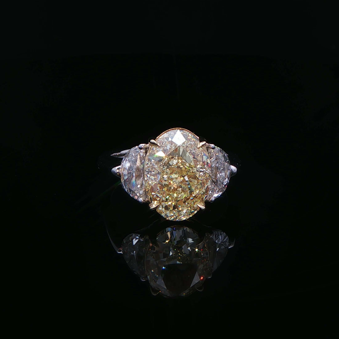 3.86ct. Halo Cushion Ring in 18K Yellow and Platinum - Engagement Rings
