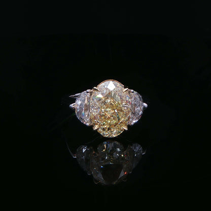 3.86ct. Halo Cushion Ring in 18K Yellow and Platinum - Engagement Rings
