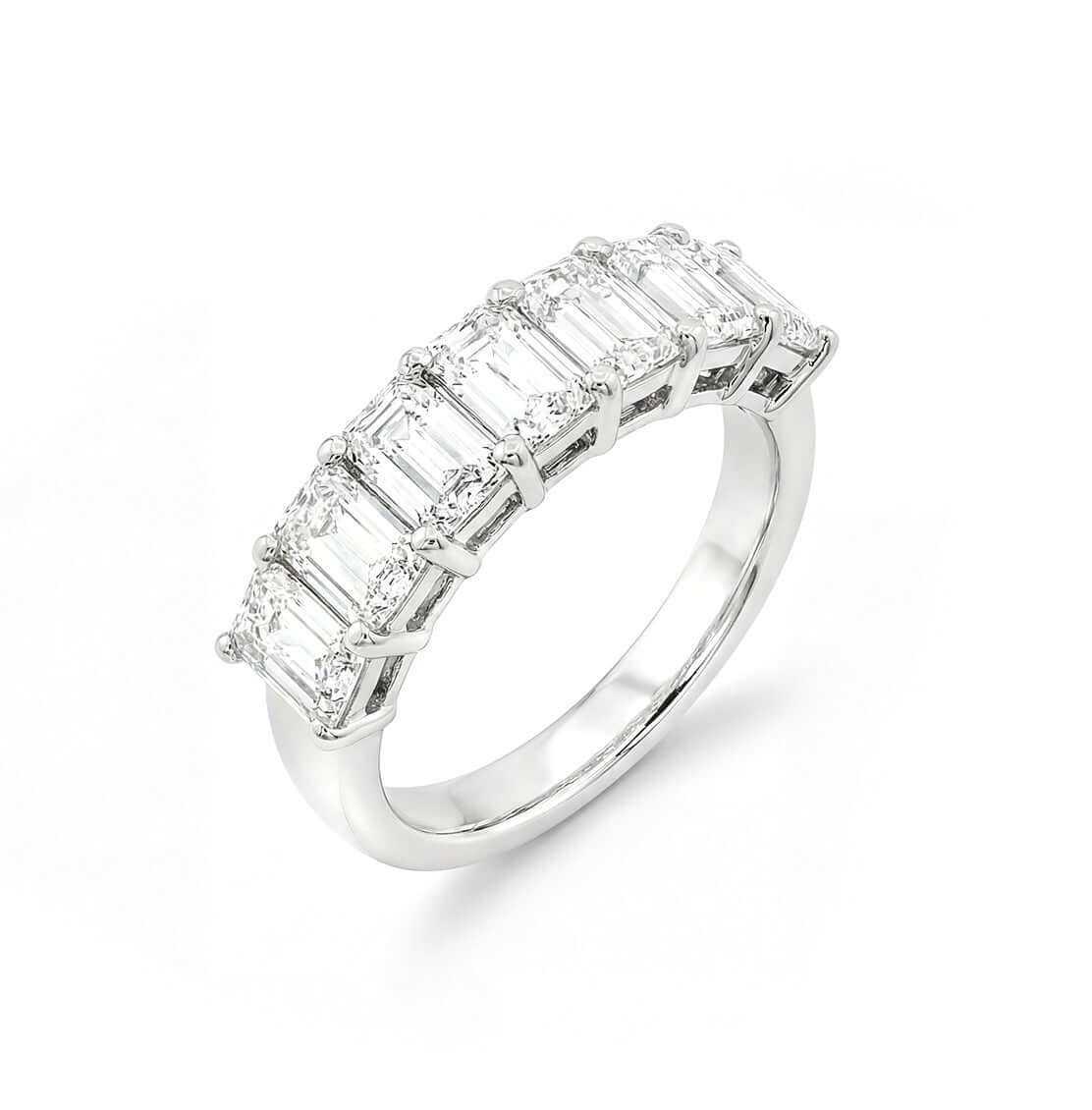 2.90 CT. Seven GIA Certified Emerald Cut Diamond Band in Platinum - Half Eternity Ring