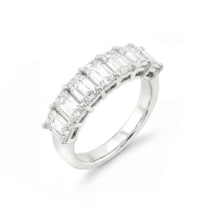 2.90 CT. Seven GIA Certified Emerald Cut Diamond Band in Platinum - Half Eternity Ring