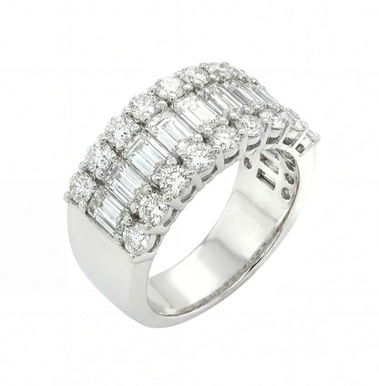 3.25ct. Emerald Cut and Round Brilliant Diamond Band in Platinum