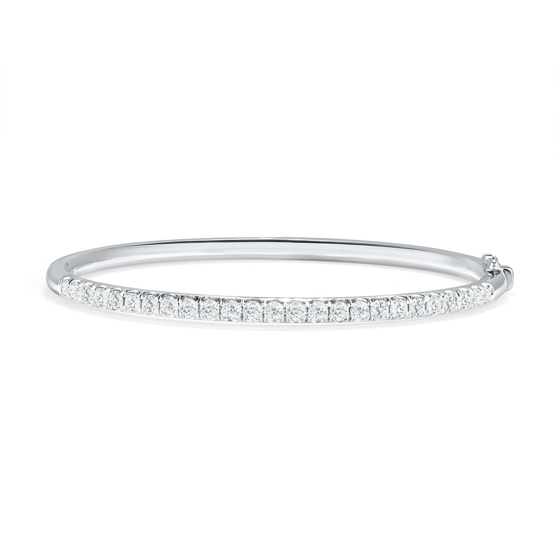 2.00 CT. Round Brilliant Diamond Bangle in 14K White Gold - Bangle Bracelet