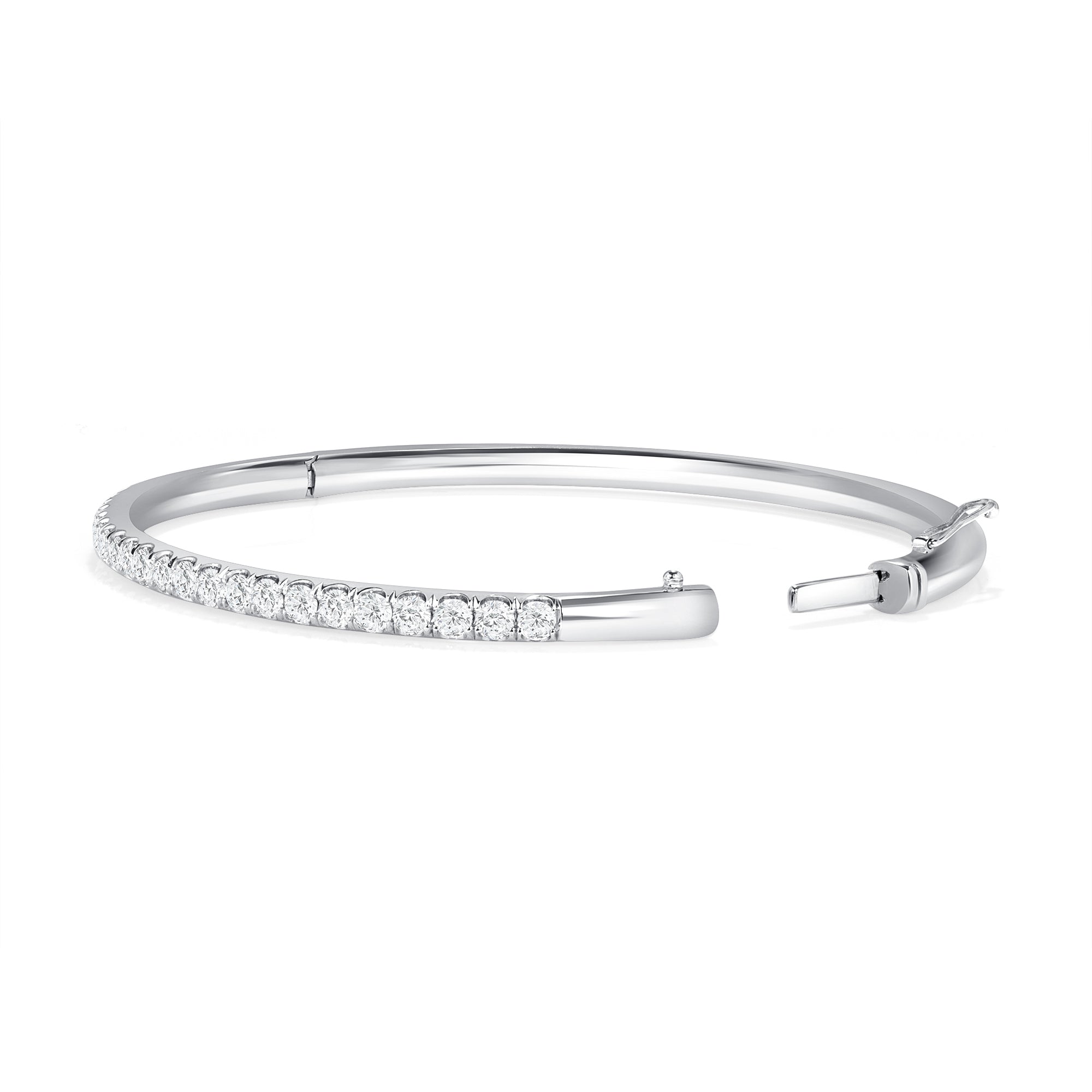 2.00 CT. Round Brilliant Diamond Bangle in 14K White Gold