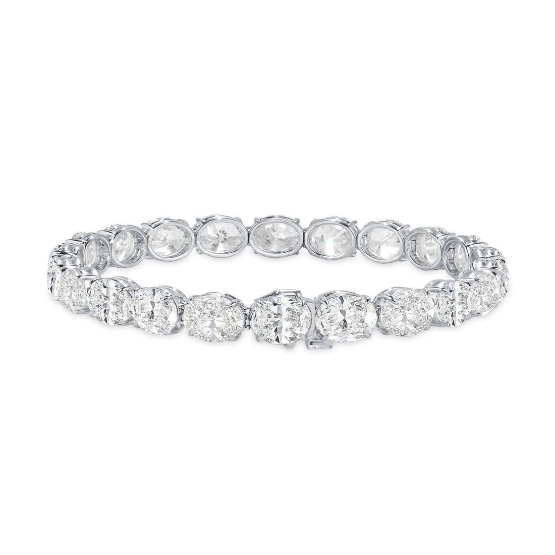 22.46 CT. Oval Cut Diamond Tennis Bracelet in 14K White Gold - Tennis Bracelet