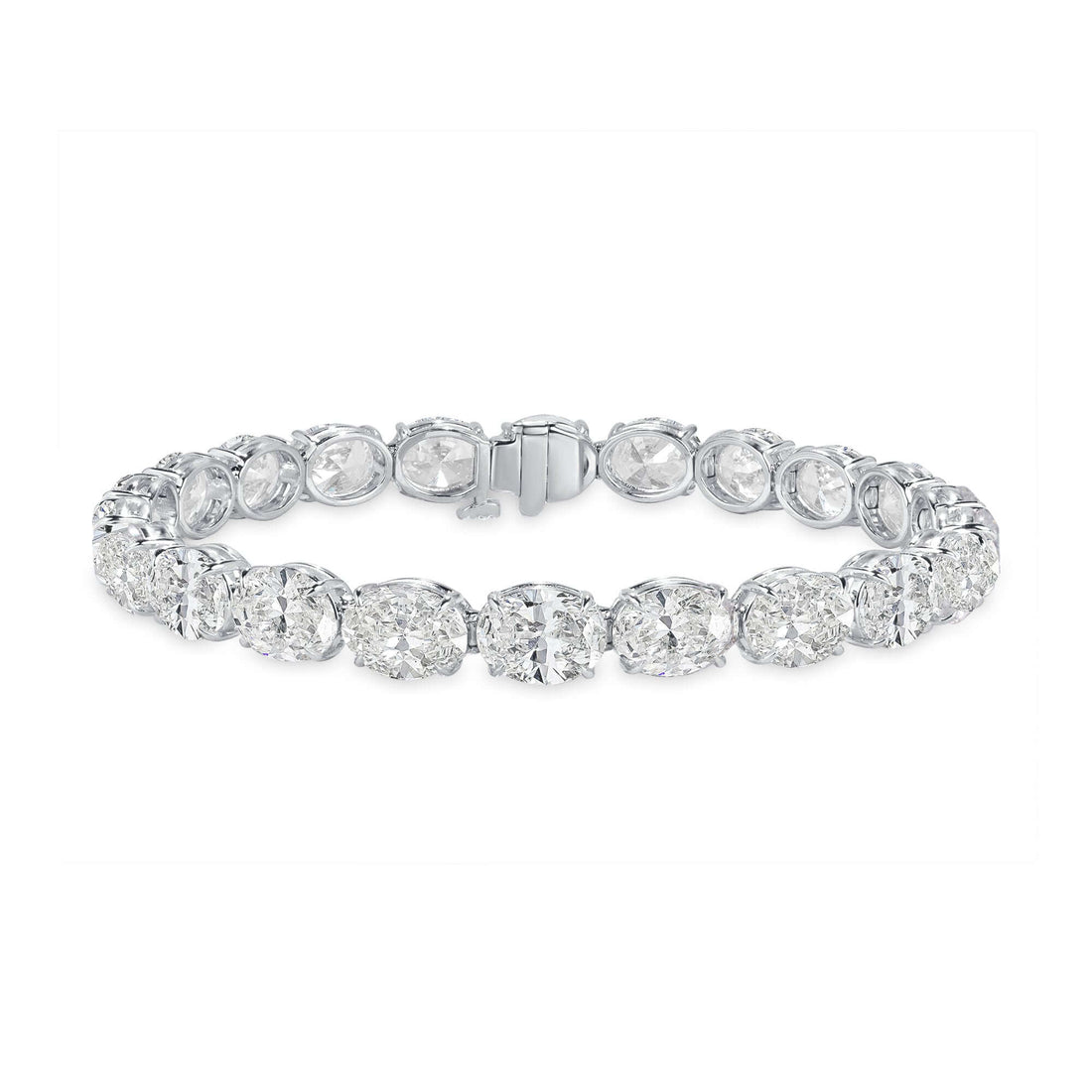 22.46 CT. Oval Cut Diamond Tennis Bracelet in 14K White Gold - Tennis Bracelet