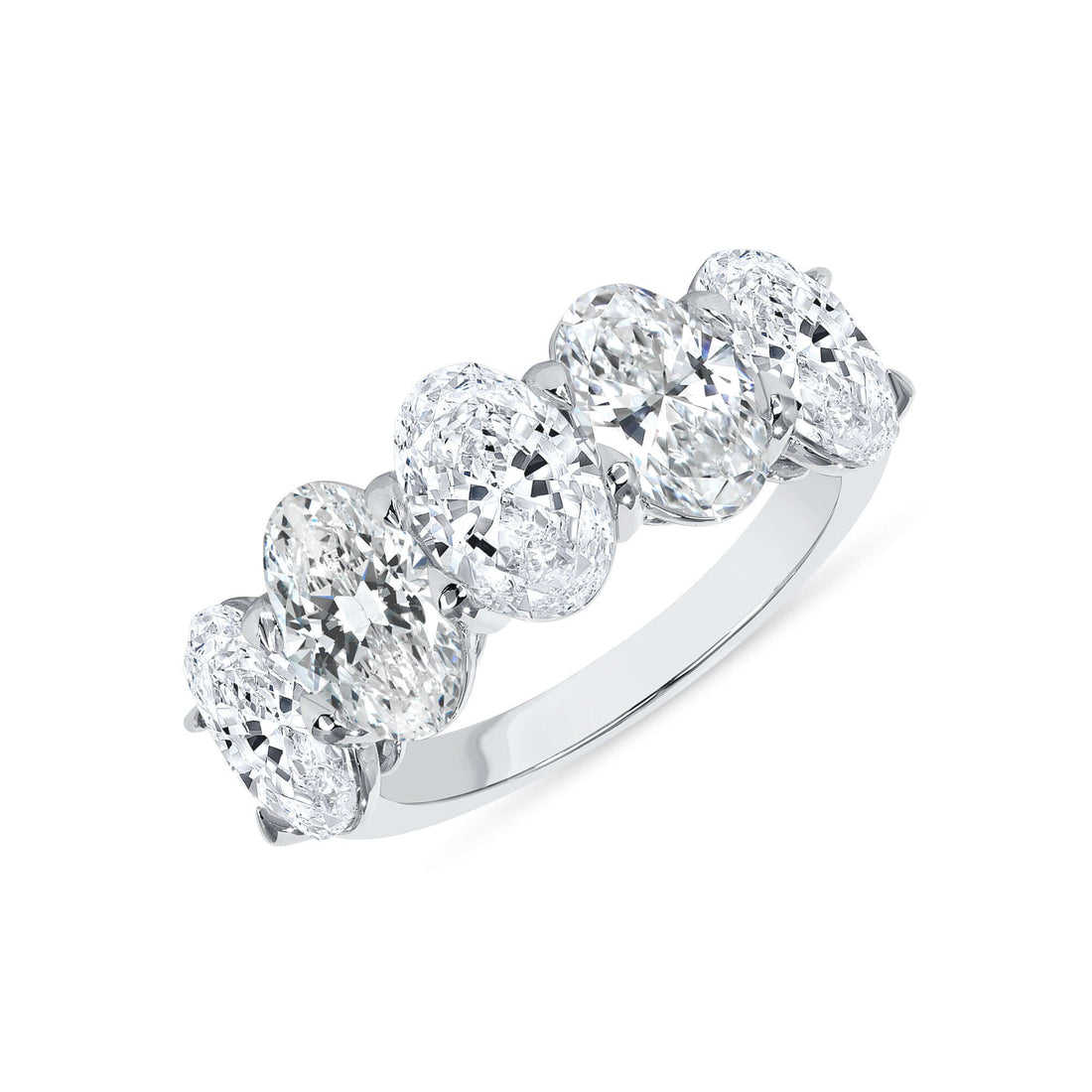 5 CT. Oval Diamond 5 Stone Half Eternity Band in Platinum - Half Eternity Ring