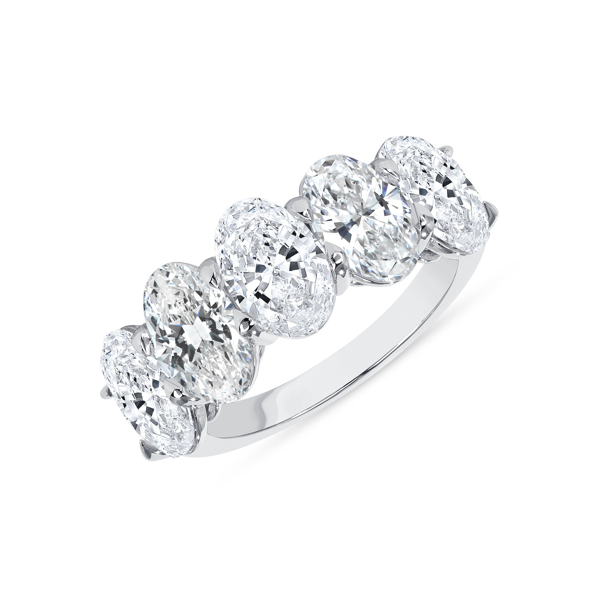 5 CT. Oval Diamond 5 Stone Half Eternity Band in Platinum