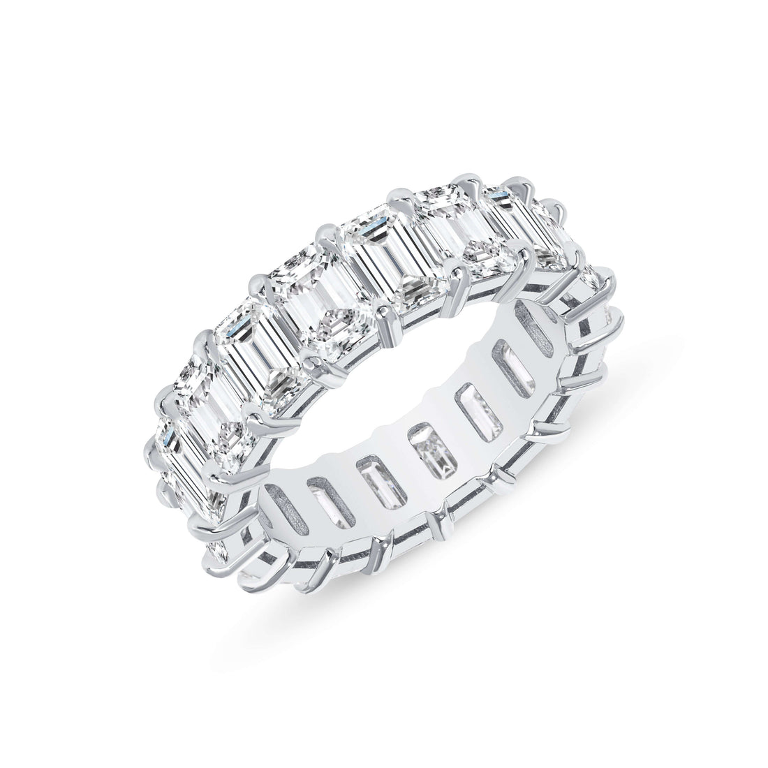 7.43 CT. Emerald Cut Diamond Eternity Band in Platinum - Eternity Ring