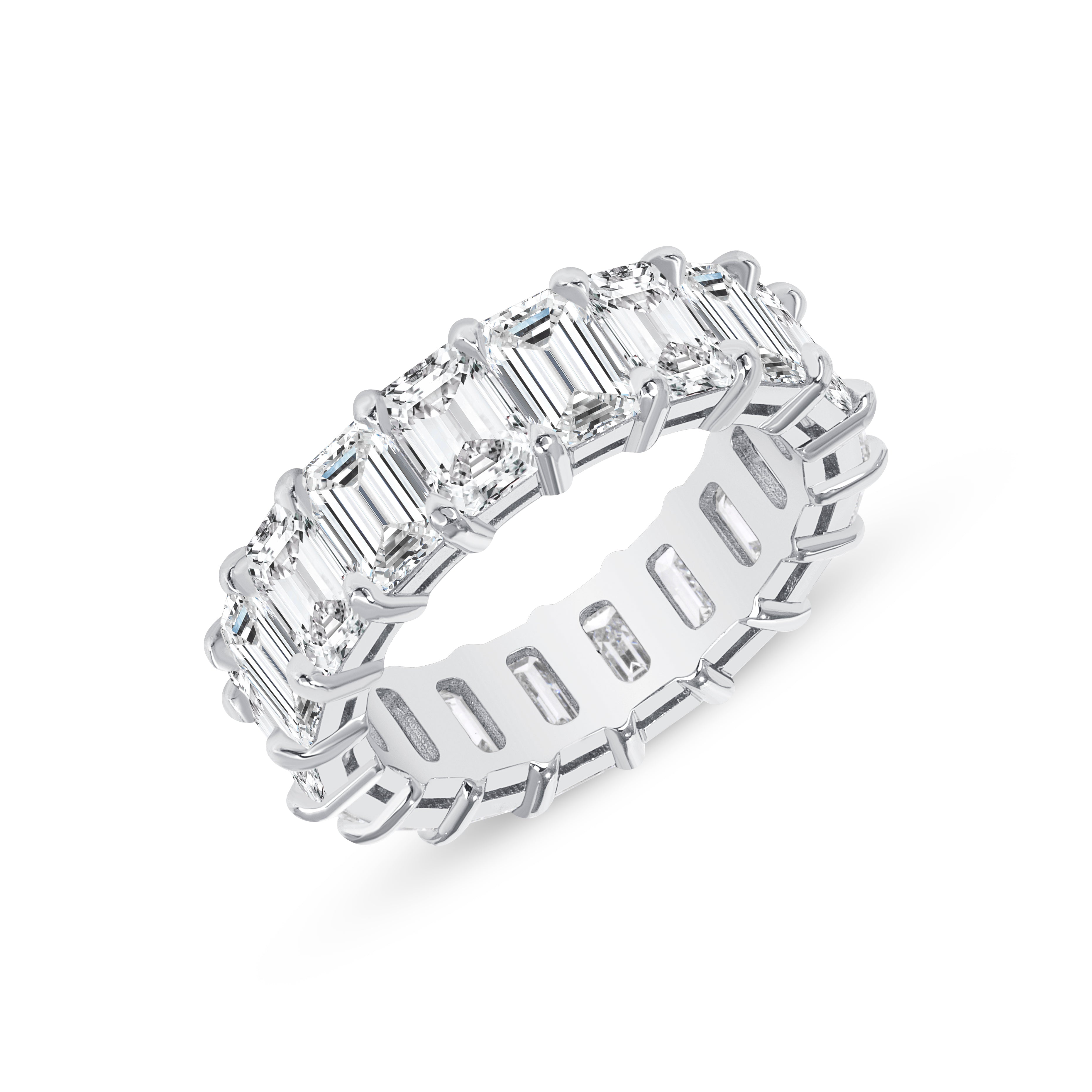 7.43 CT. Emerald Cut Diamond Eternity Band in Platinum