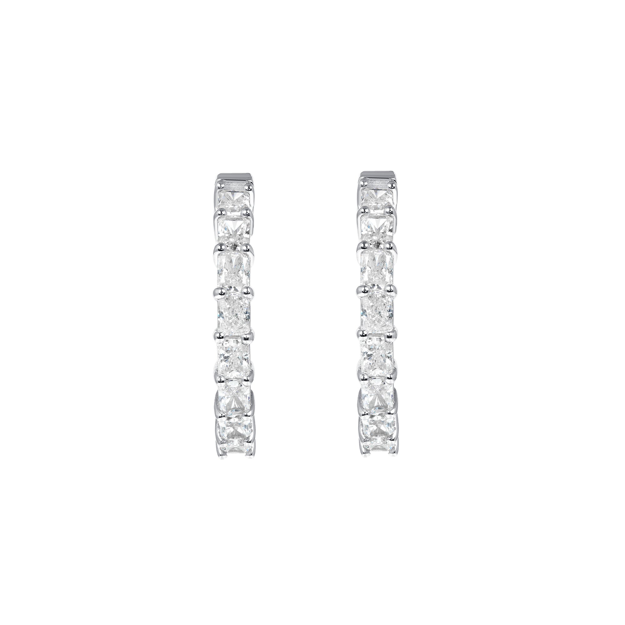 3.85 CT. Radiant Cut Diamond Hoop Earrings in 14K White Gold