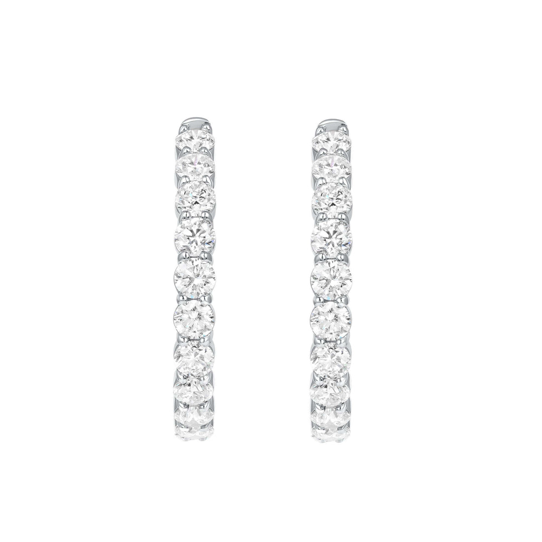 8.46 CT. Round Brilliant Diamond Hoop Earrings in 14K White Gold - Hoop Earring