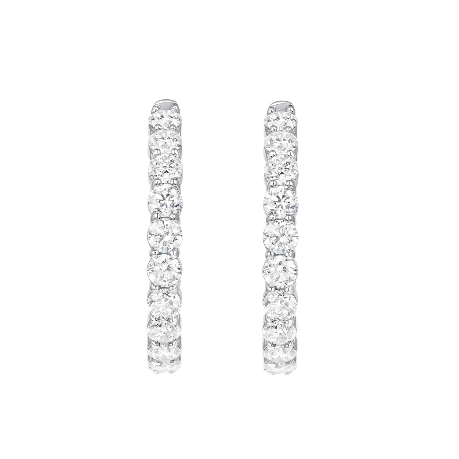 8.46 CT. Round Brilliant Diamond Hoop Earrings in 14K White Gold