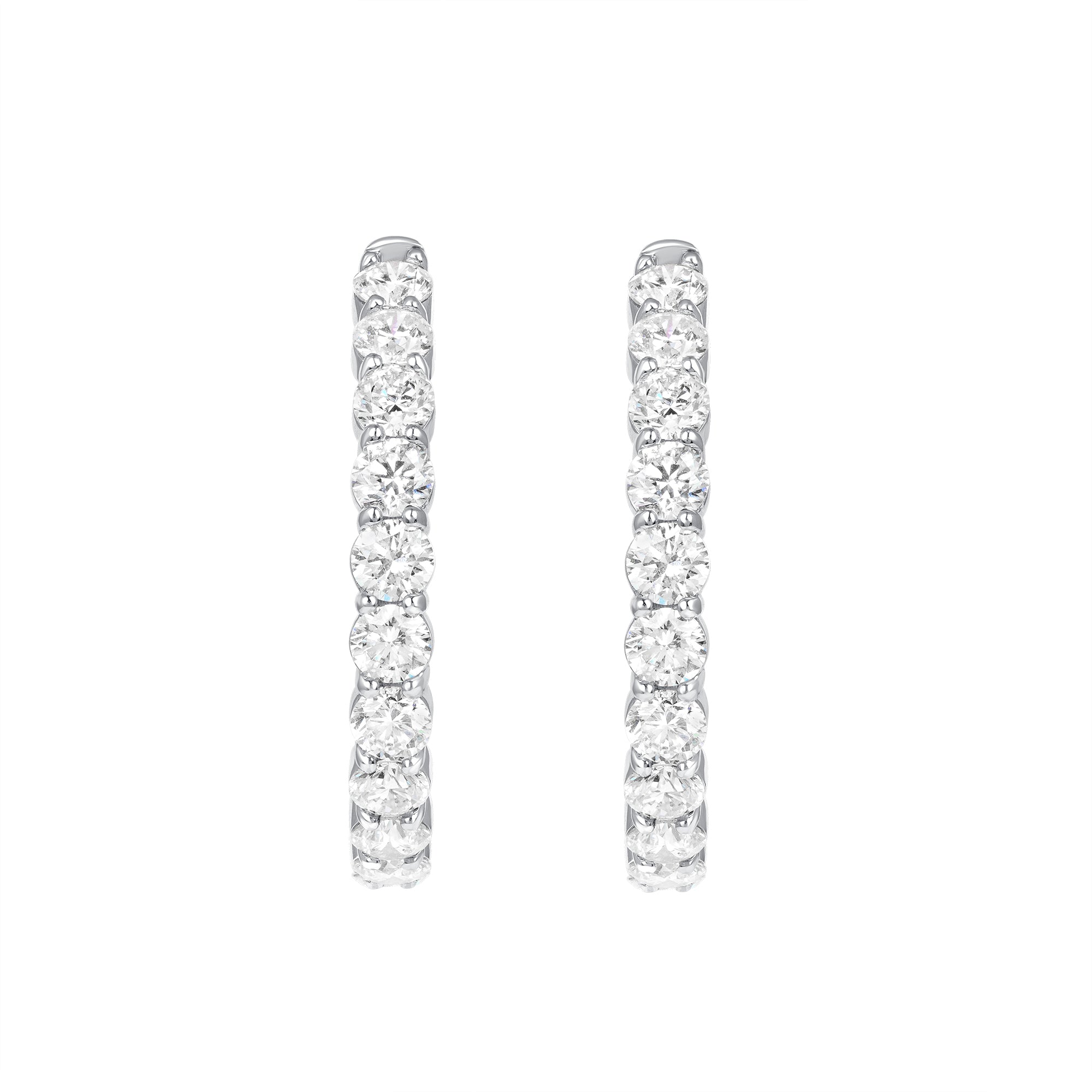 8.46 CT. Round Brilliant Diamond Hoop Earrings in 14K White Gold