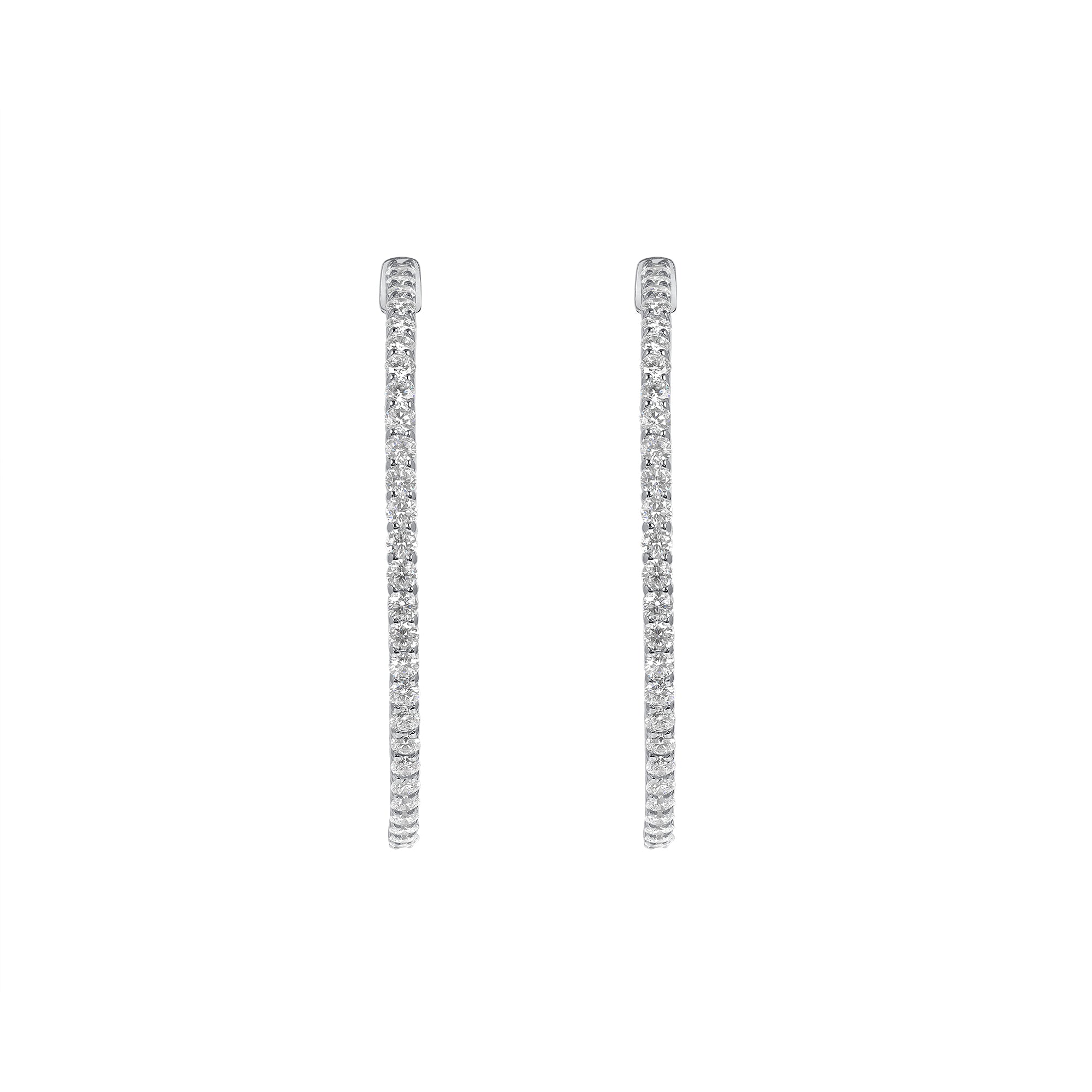 3.48 CT. Round Brilliant Diamond Hoop Earrings in 14K White Gold