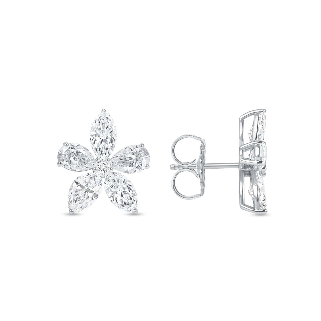 3.95 CT. Pear Cut and Marquise Cut Diamond Stud Earrings in 14K White Gold - Stud Earring