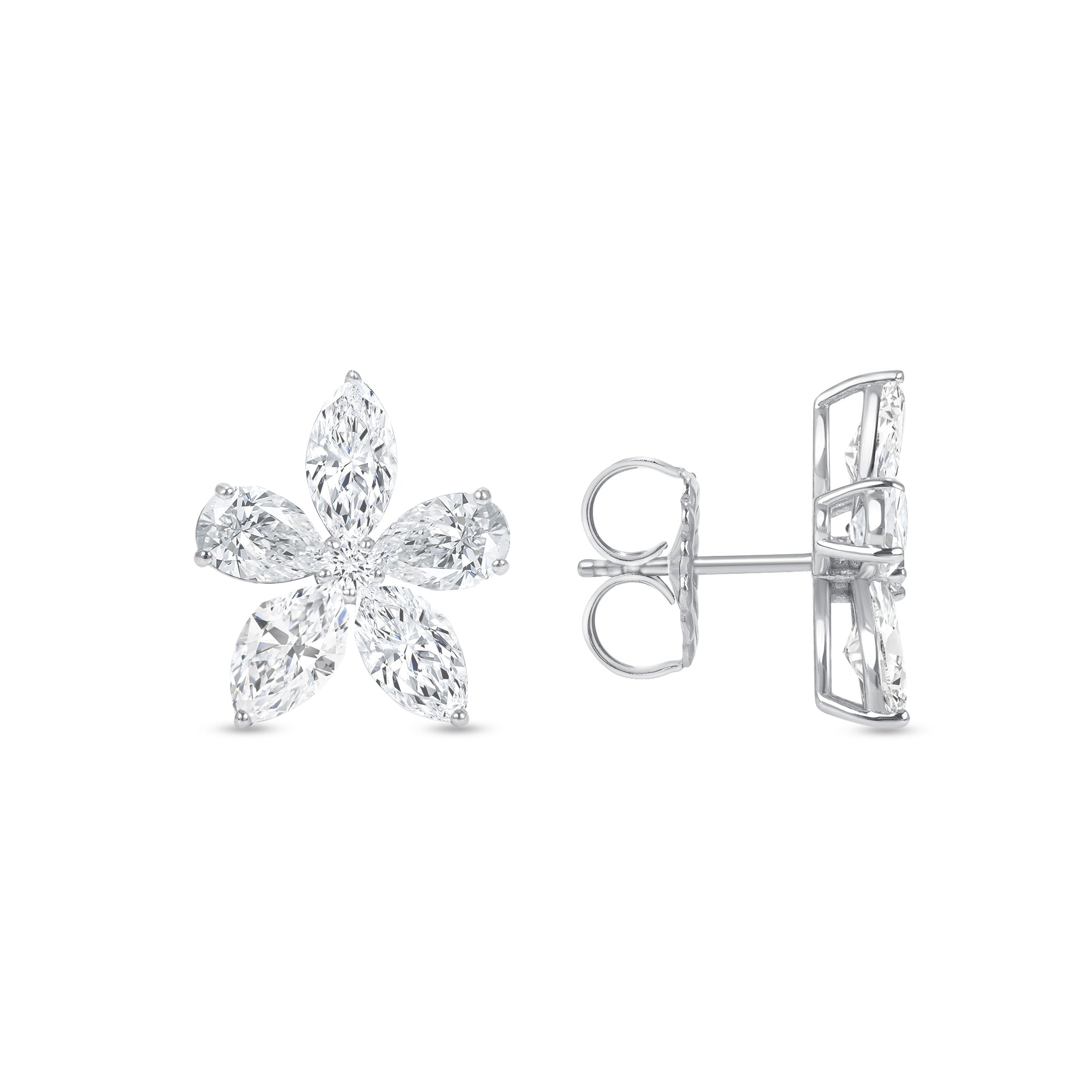 3.95 CT. Pear Cut and Marquise Cut Diamond Stud Earrings in 14K White Gold