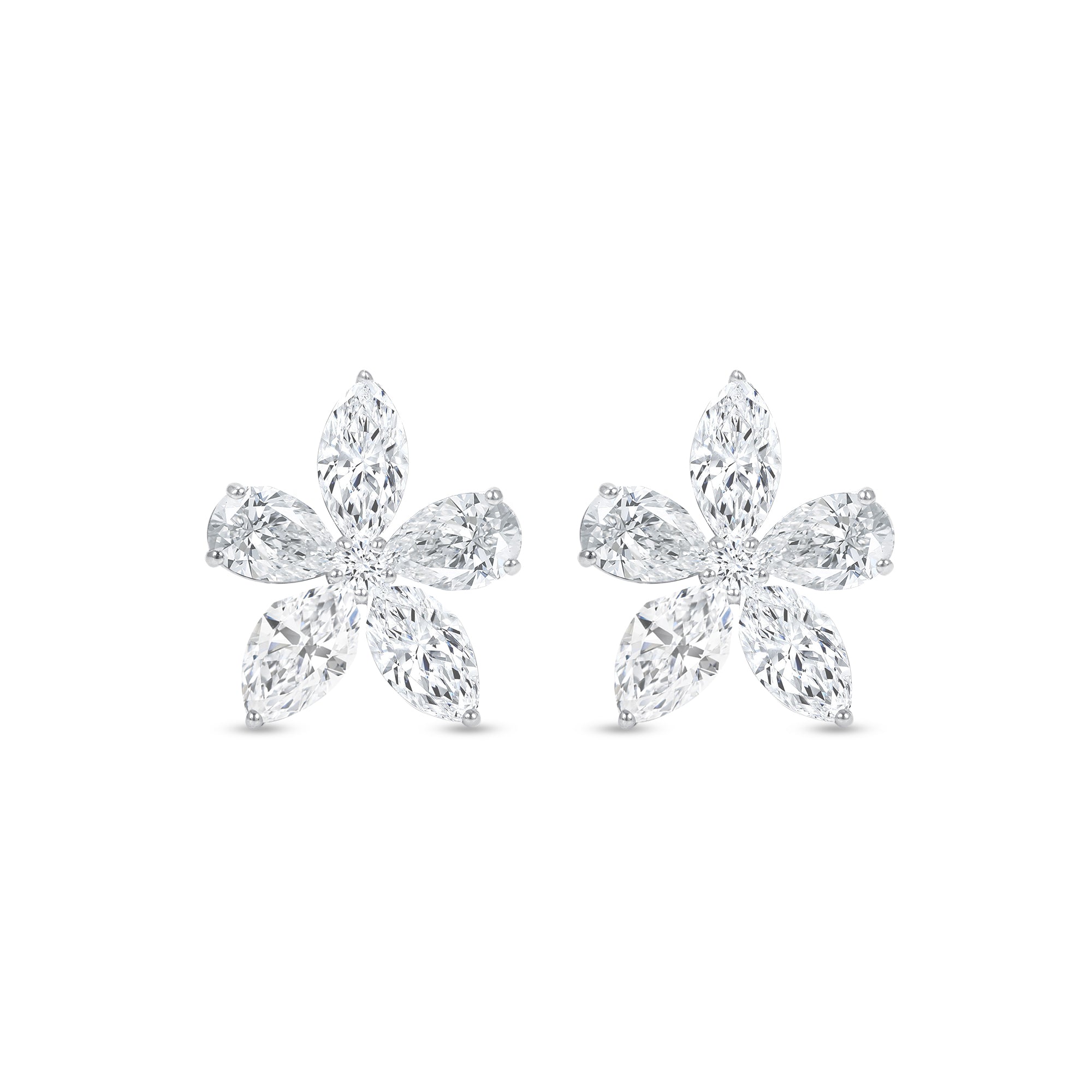 3.95 CT. Pear Cut and Marquise Cut Diamond Stud Earrings in 14K White Gold