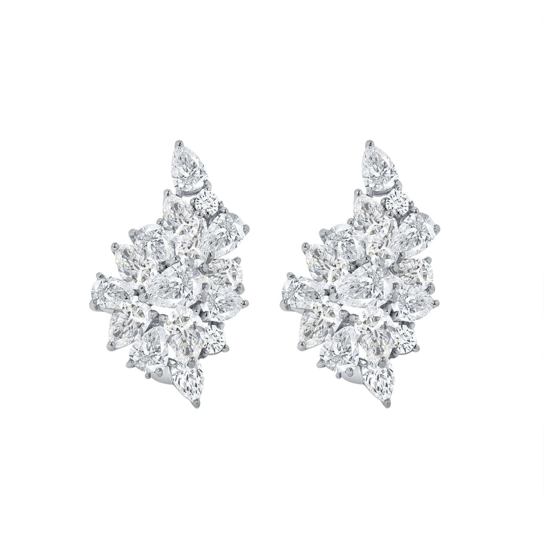 14.5 CT. Pear Cut and Round Brilliant Diamond Stud Earrings in 14K White Gold - Stud Earring