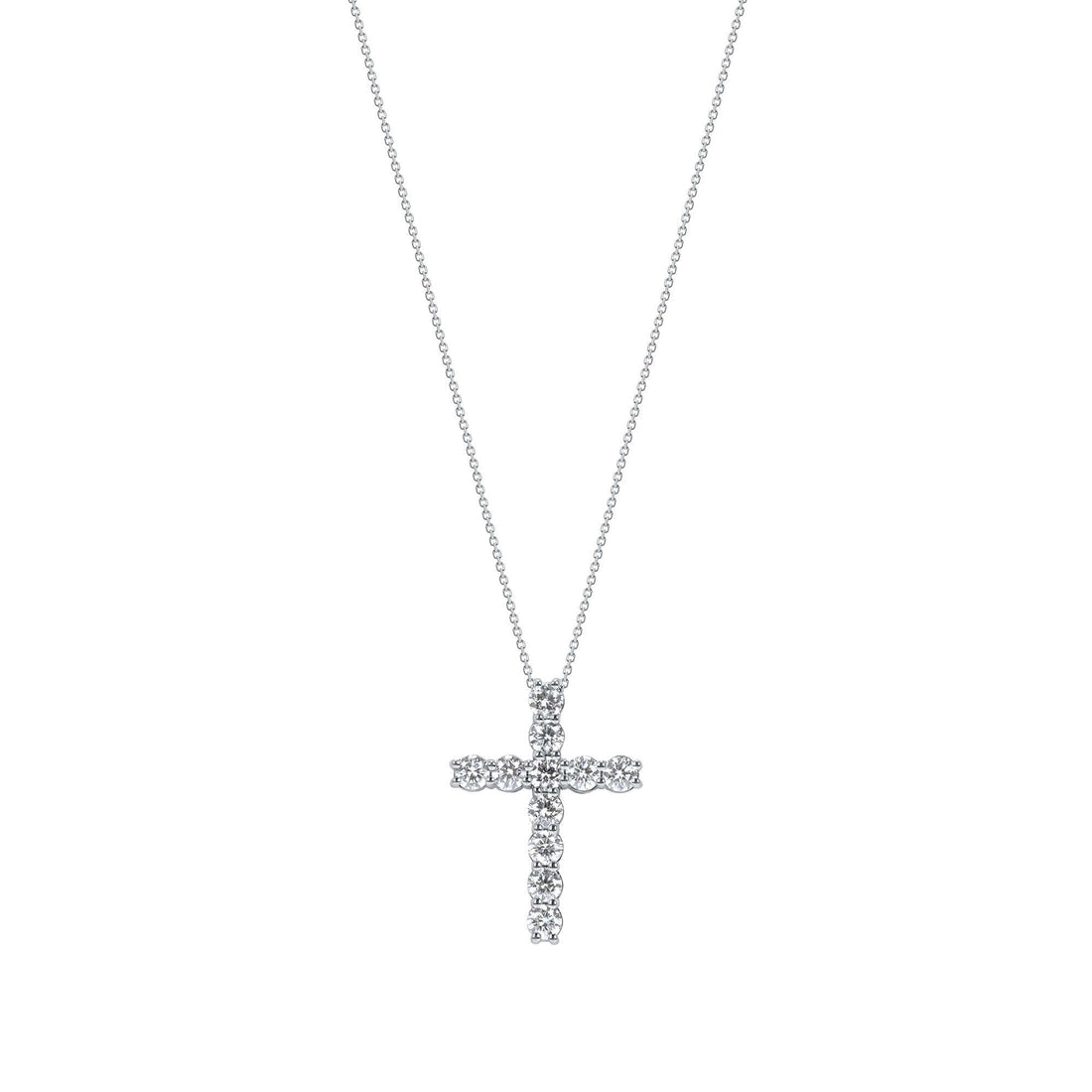 2.59 CT. Round Brilliant Diamond Cross Pendant Necklace in 14K White Gold - Pendant Necklace