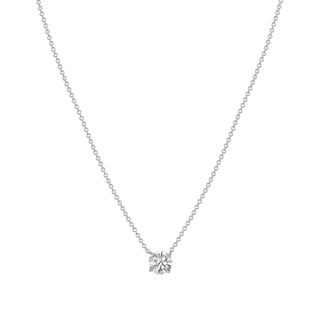 1.02 CT. Round Brilliant Diamond Pendant Necklace in 14K White Gold - Pendant Necklace
