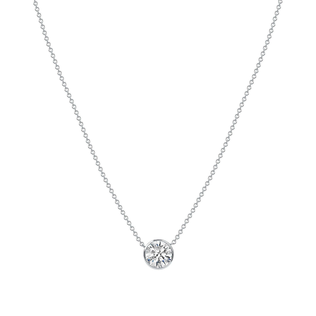 1.52 CT. Round Brilliant Diamond Pendant Necklace in 14K White Gold - Pendant Necklace