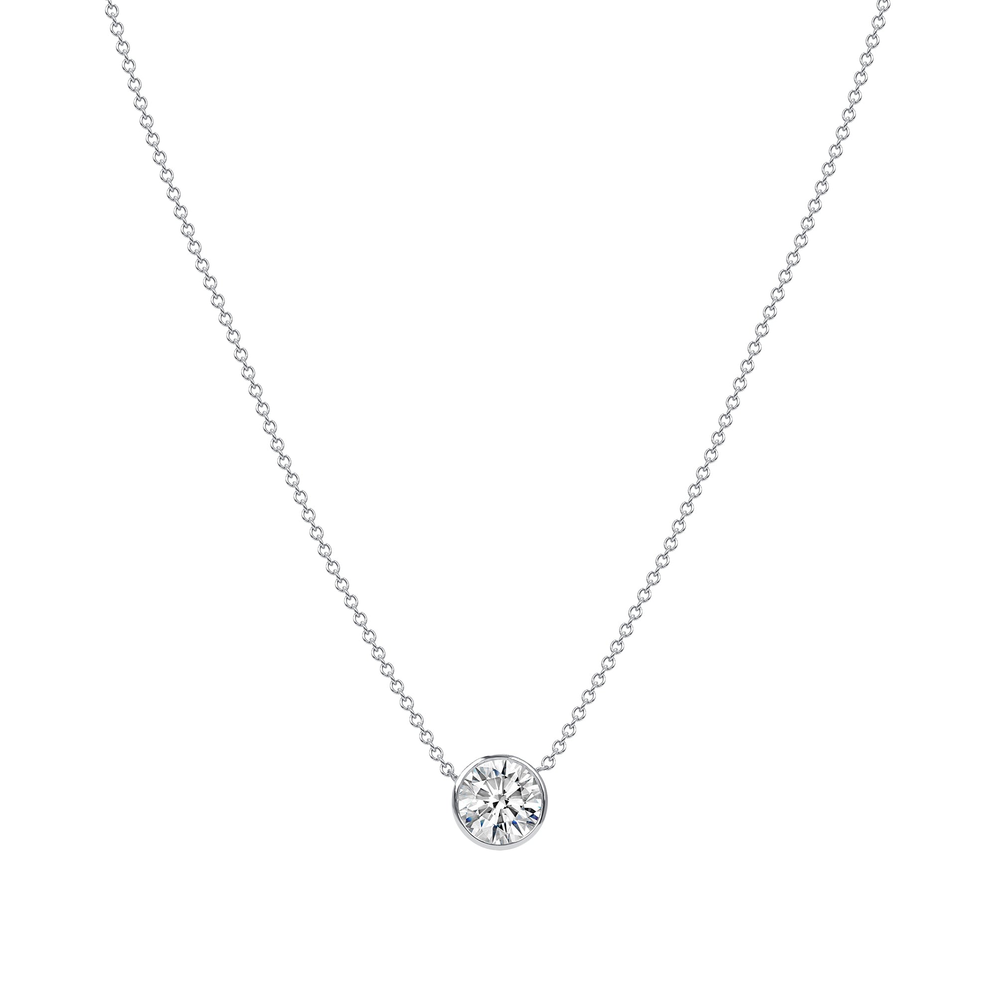 1.52 CT. Round Brilliant Diamond Pendant Necklace in 14K White Gold