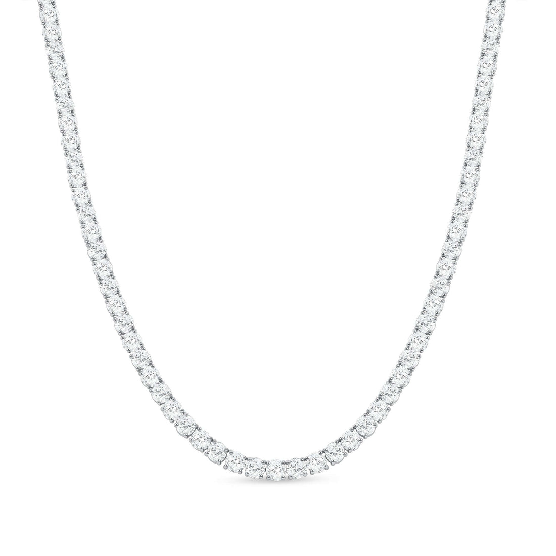 29.11 CT. Round Brilliant Diamond Tennis Necklace in 14K White Gold - Tennis Necklace