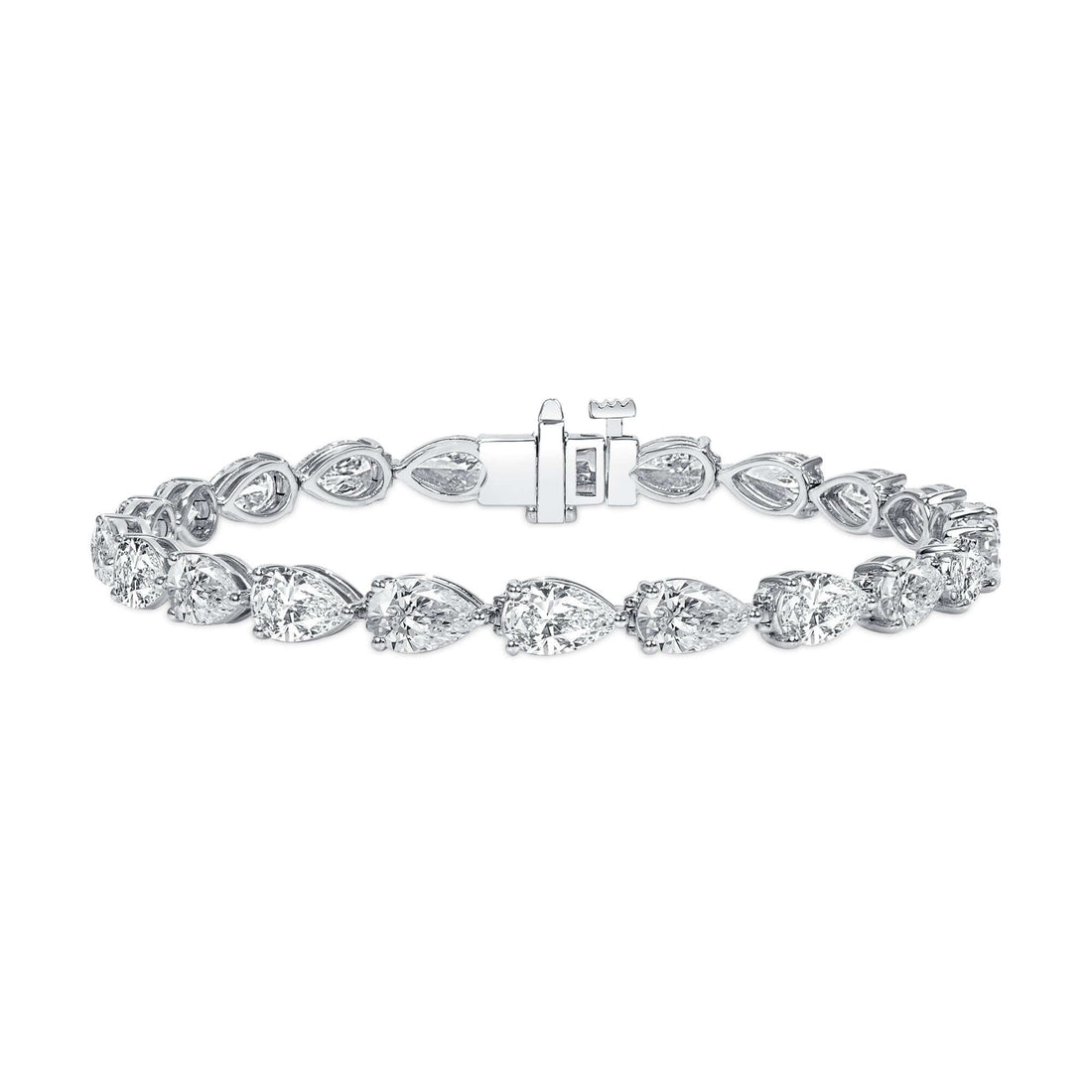 11.06 CT. Pear Cut Diamond Tennis Bracelet in 14K White Gold - Tennis Bracelet