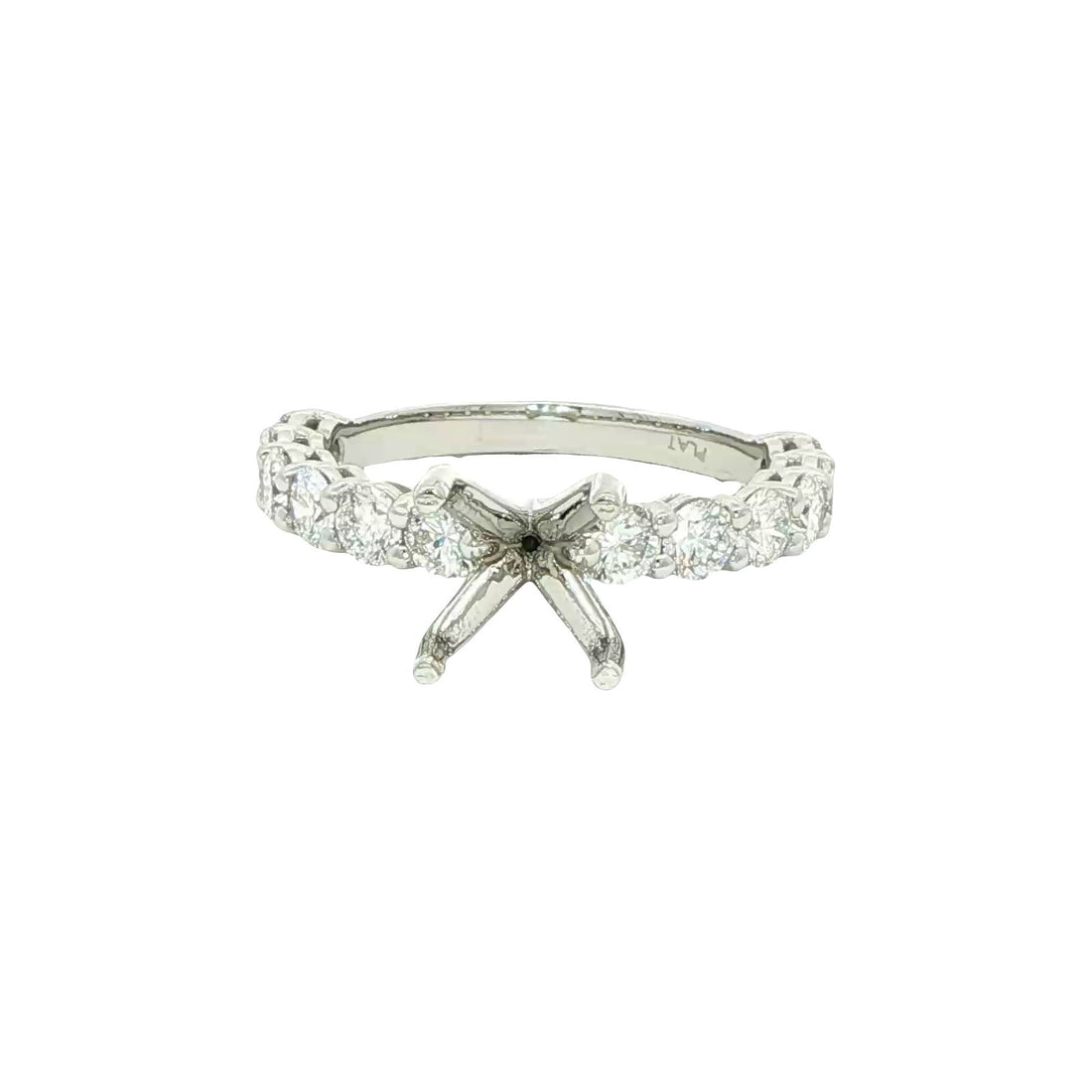 1.31 CT. Round Brilliant Diamond Semi-Mount Engagement Ring Setting in Platinum