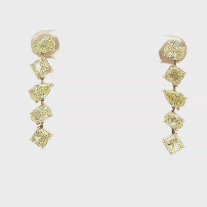 6.07 CT. Fancy Yellow Diamond Dangle Earrings in 18K Yellow Gold - Teardrop Earring