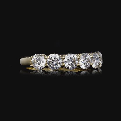 1.51 CT Round Brilliant Diamond Half Eternity Band in 14K Yellow Gold