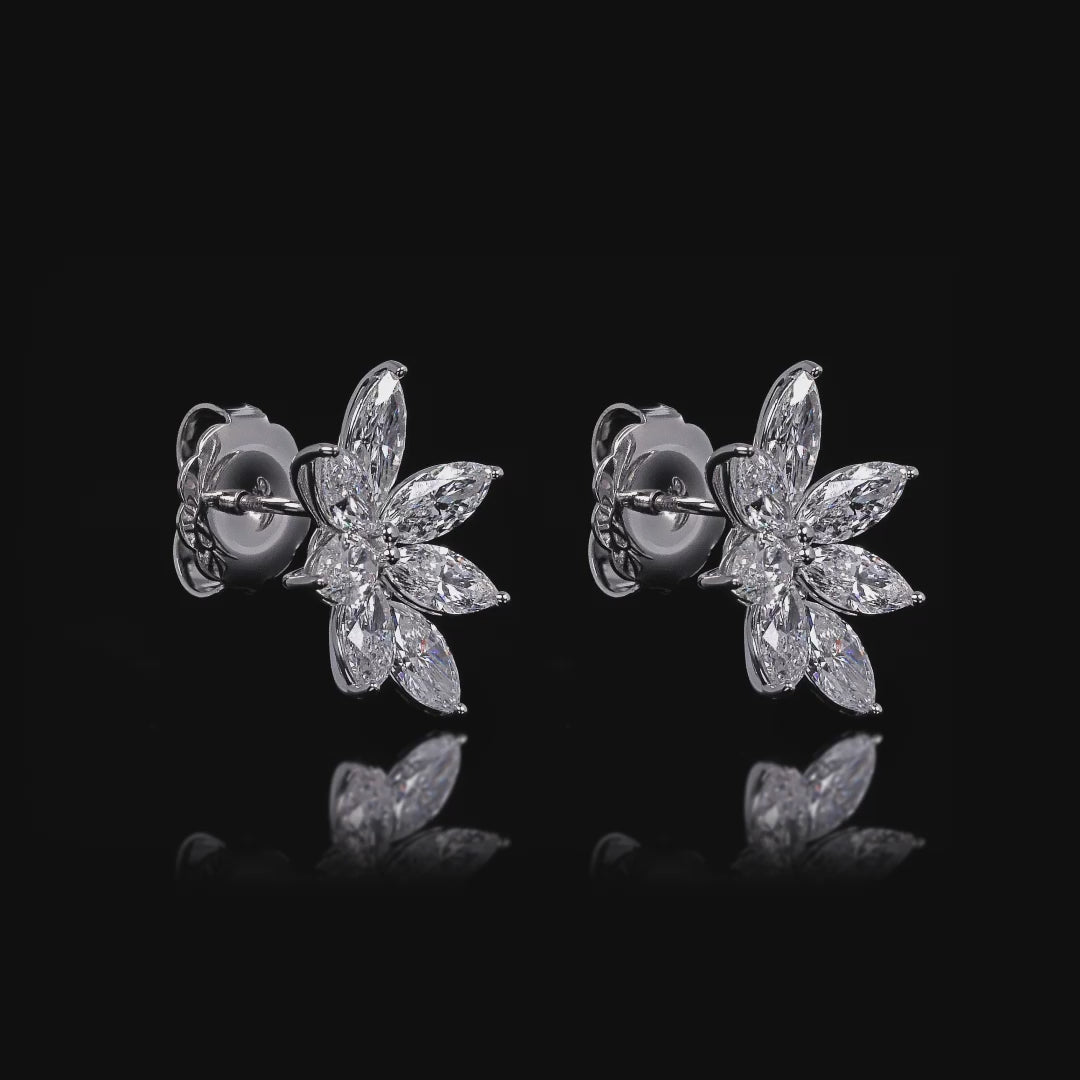 4.50 CT. Marquise Cut Diamond Flower Stud Earrings in White Gold