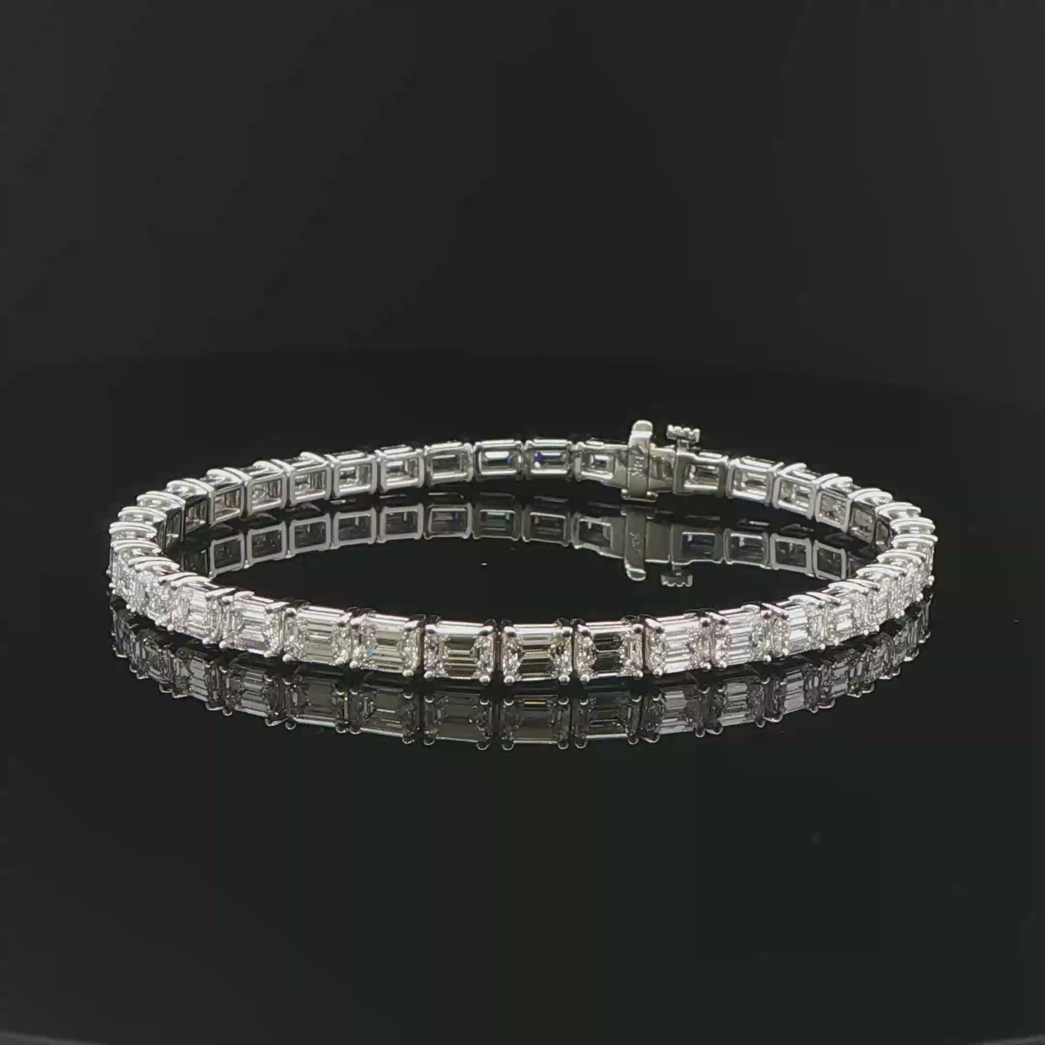 GIA Certified 11.50CTW Emerald-Cut Diamond Tennis Bracelet in 14K White Gold - BRACELET