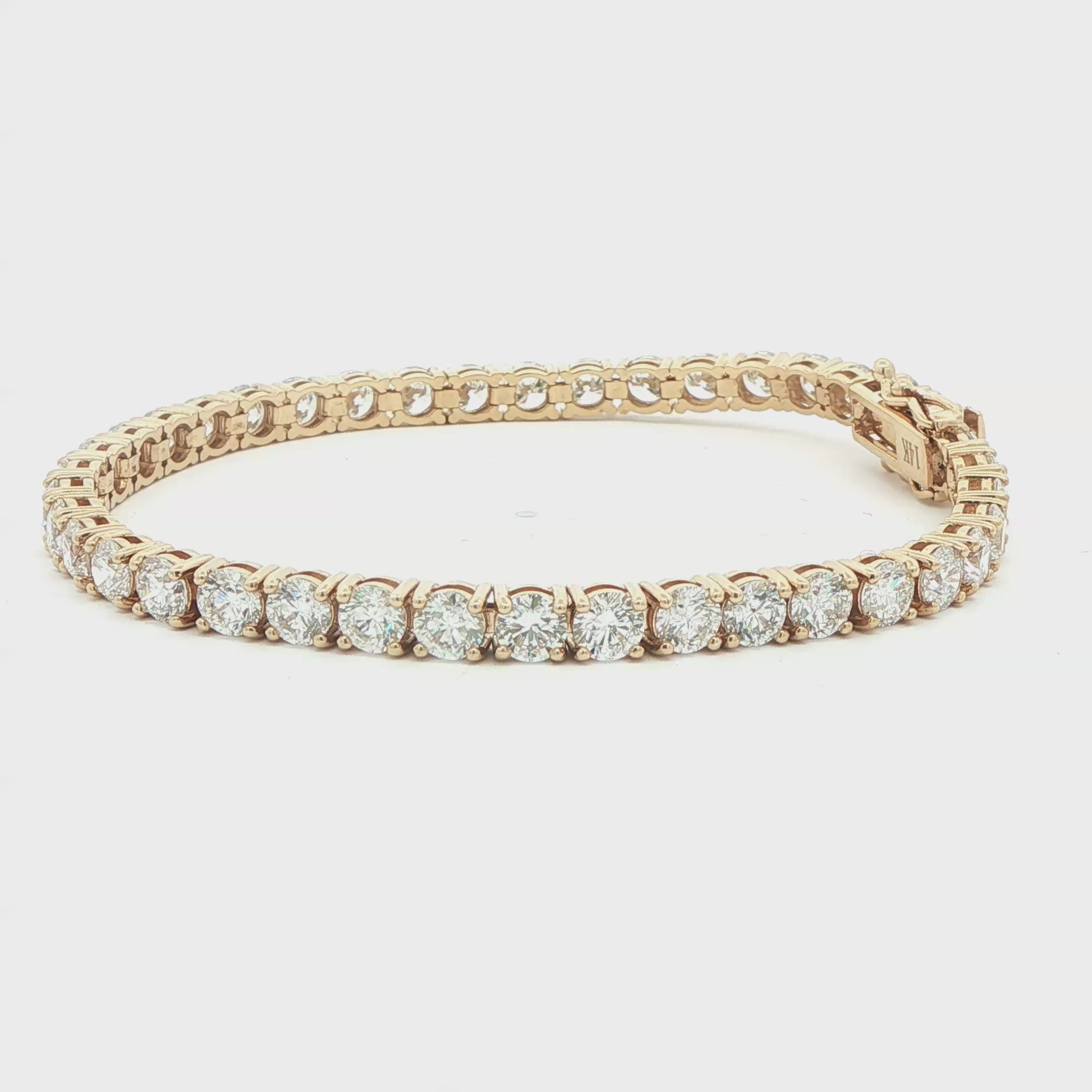 10.01 CT. Round Brilliant Diamond Tennis Bracelet in 14K Yellow Gold