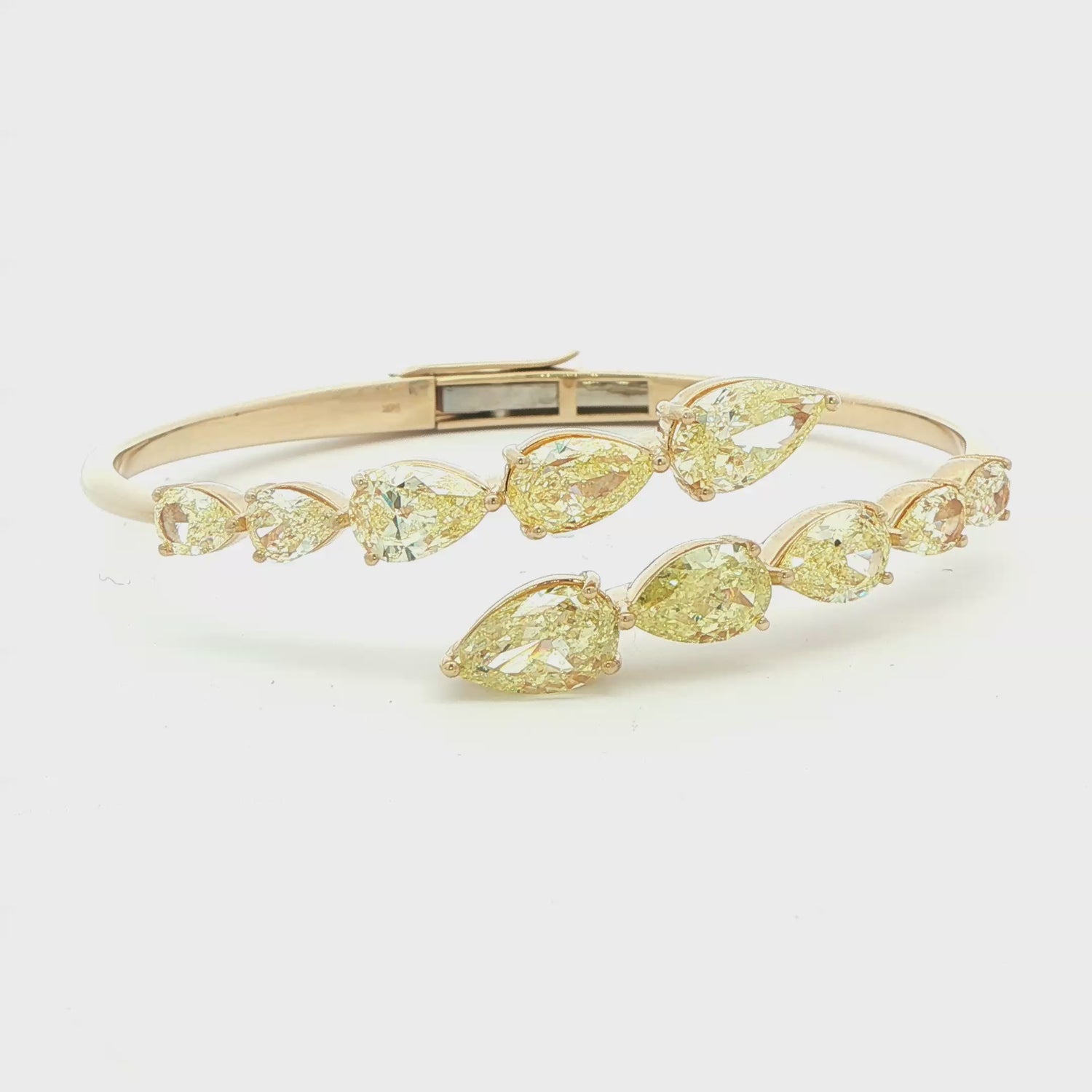 8.87 CT. Fancy Light Yellow Pear Shape Diamond Bangle in 14K Yellow Gold - BRACELET