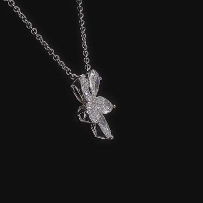 Marquise and Pear Diamond Petal Pendant Necklace in White Gold