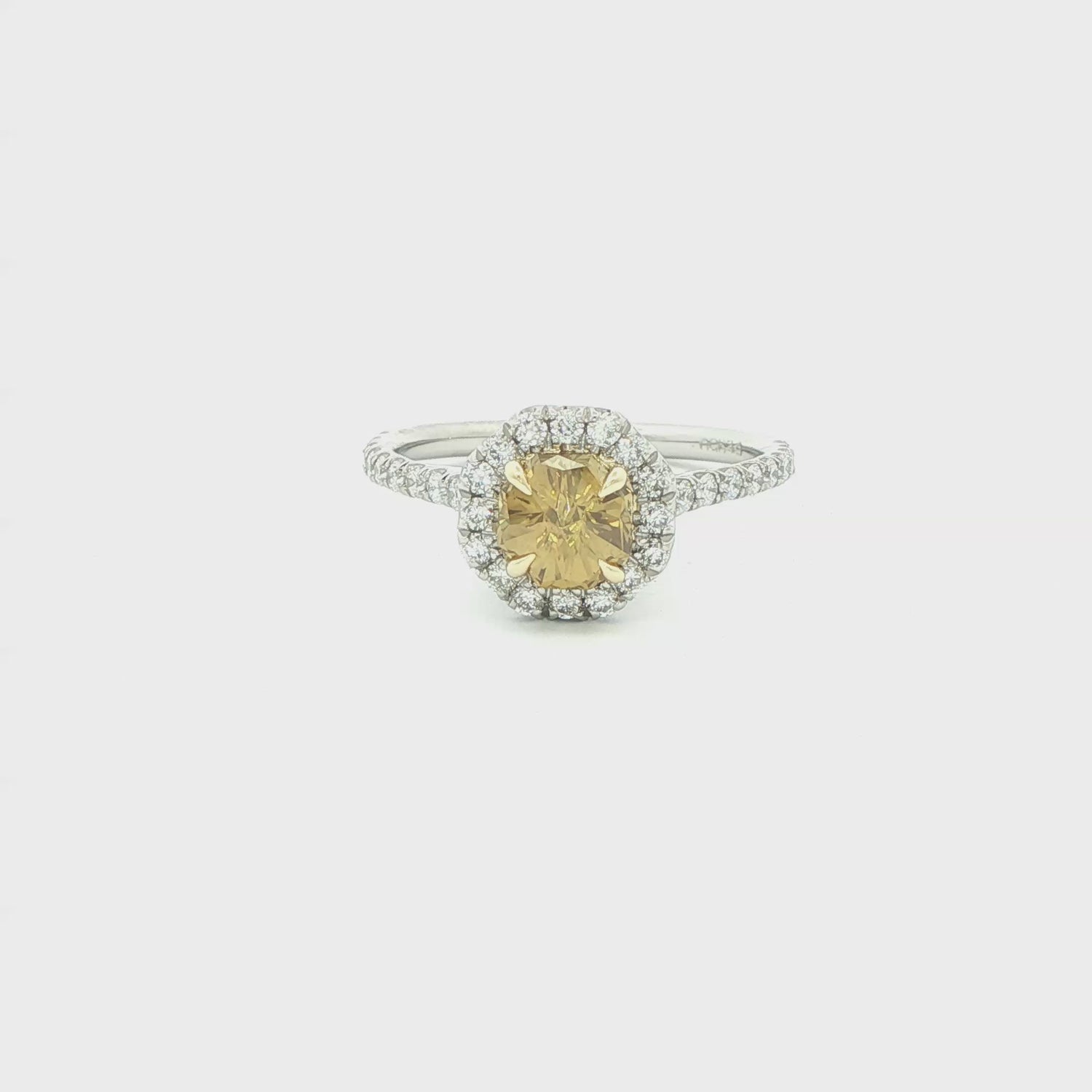 1.45ctw. Fancy Intense Yellow Diamond and White Diamond in 18K Yellow Gold and Platinum Ring - RING