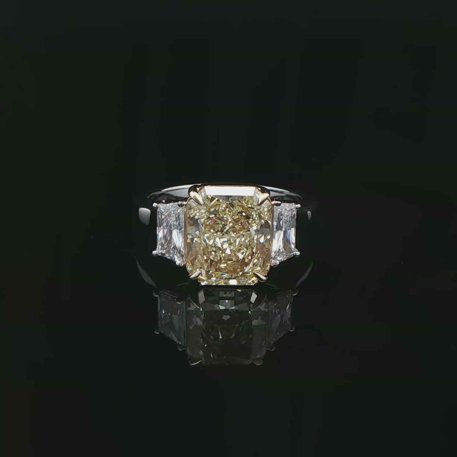 4.93ct. Three Stone Ring in 18KY Gold and Platinum - Engagement Rings