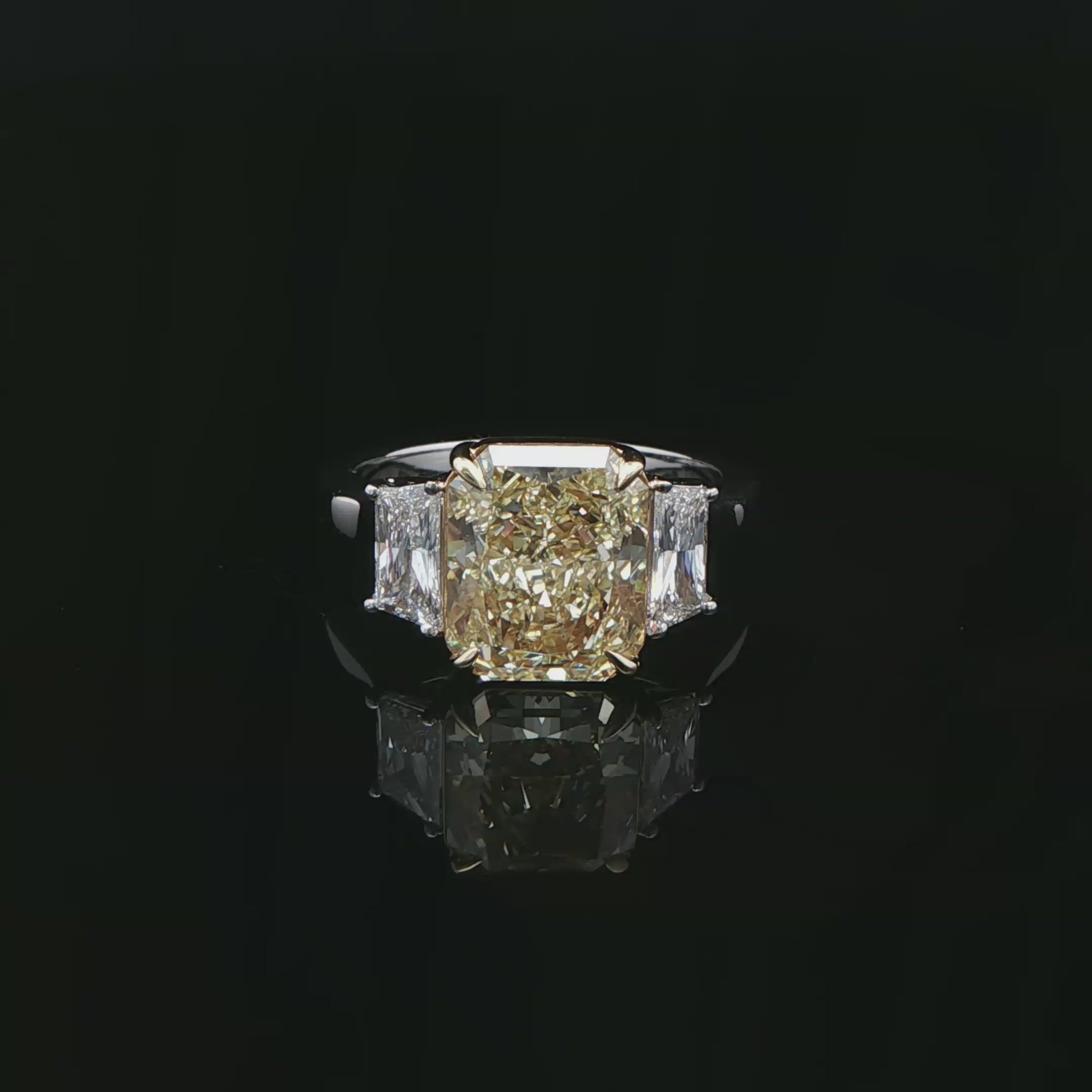 4.93ct. Three Stone Ring in 18KY Gold and Platinum - Engagement Rings