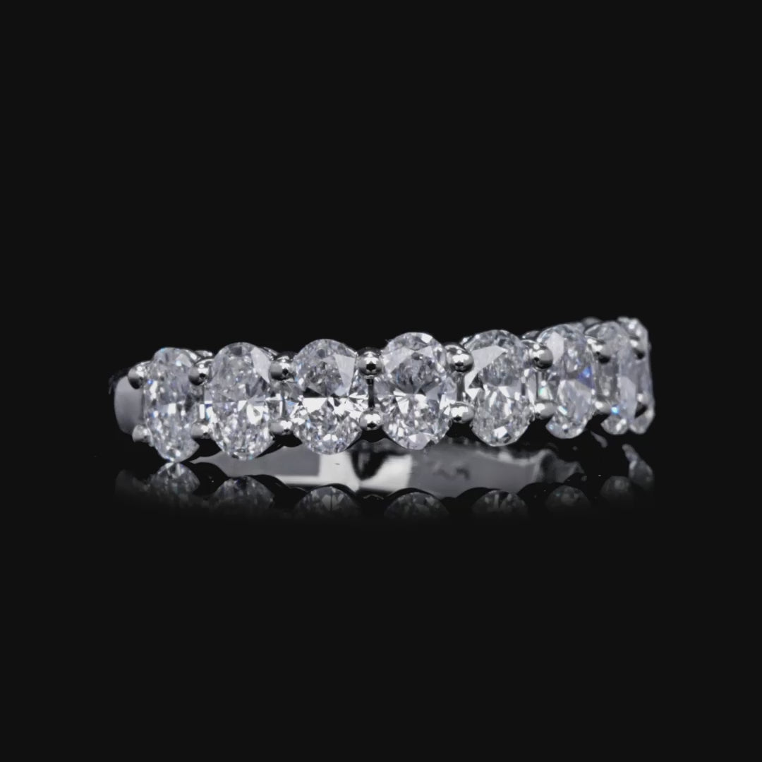 1.88 CT. Oval Cut Diamond Half Eternity Band in Platinum