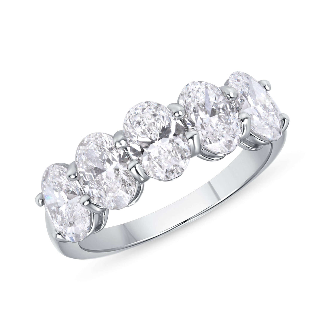 2.54 CT Oval Cut Diamond Half Eternity Band in Platinum - Half Eternity Ring