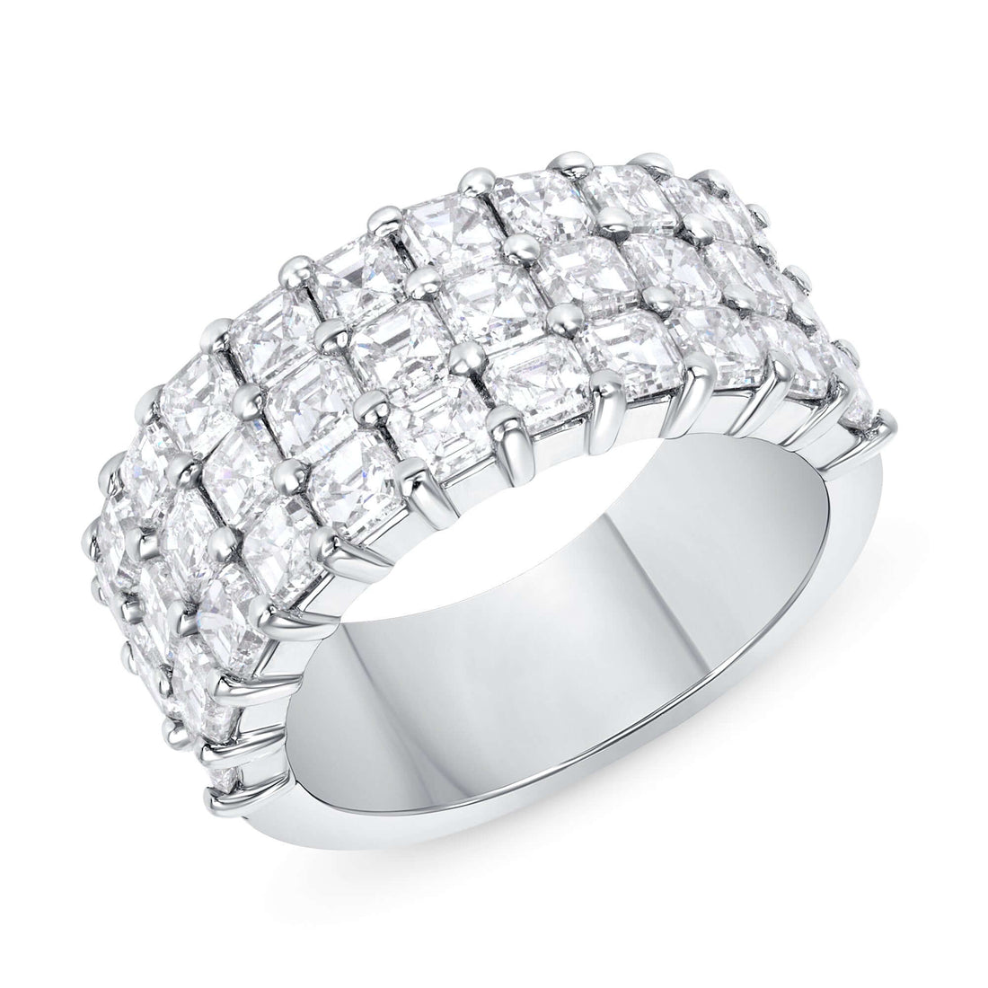 4.21 CT. Asscher Cut Diamond Band in Platinum - Fashion Ring