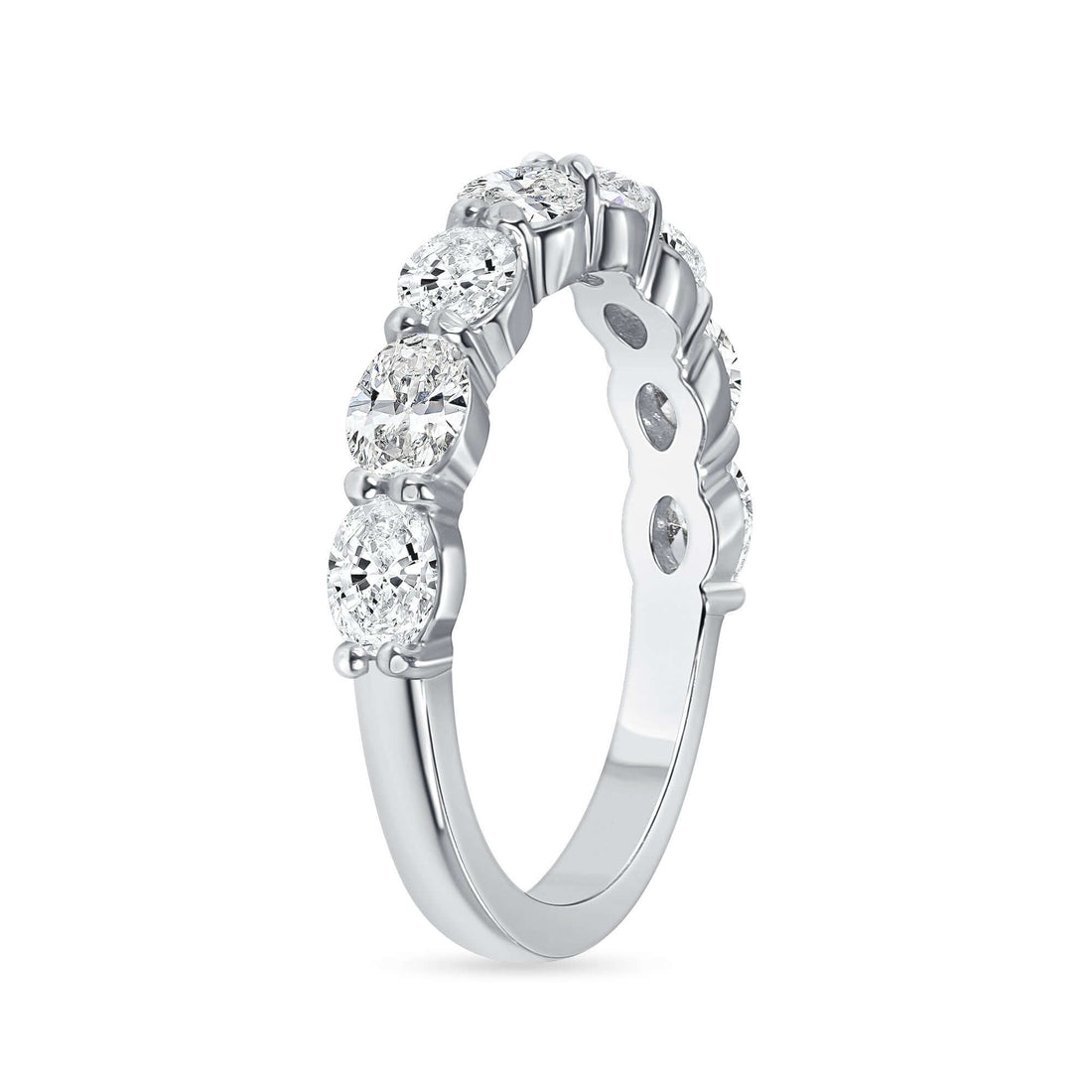 1.30 CT Oval Cut Diamond Half Eternity Band in Platinum - Half Eternity Ring