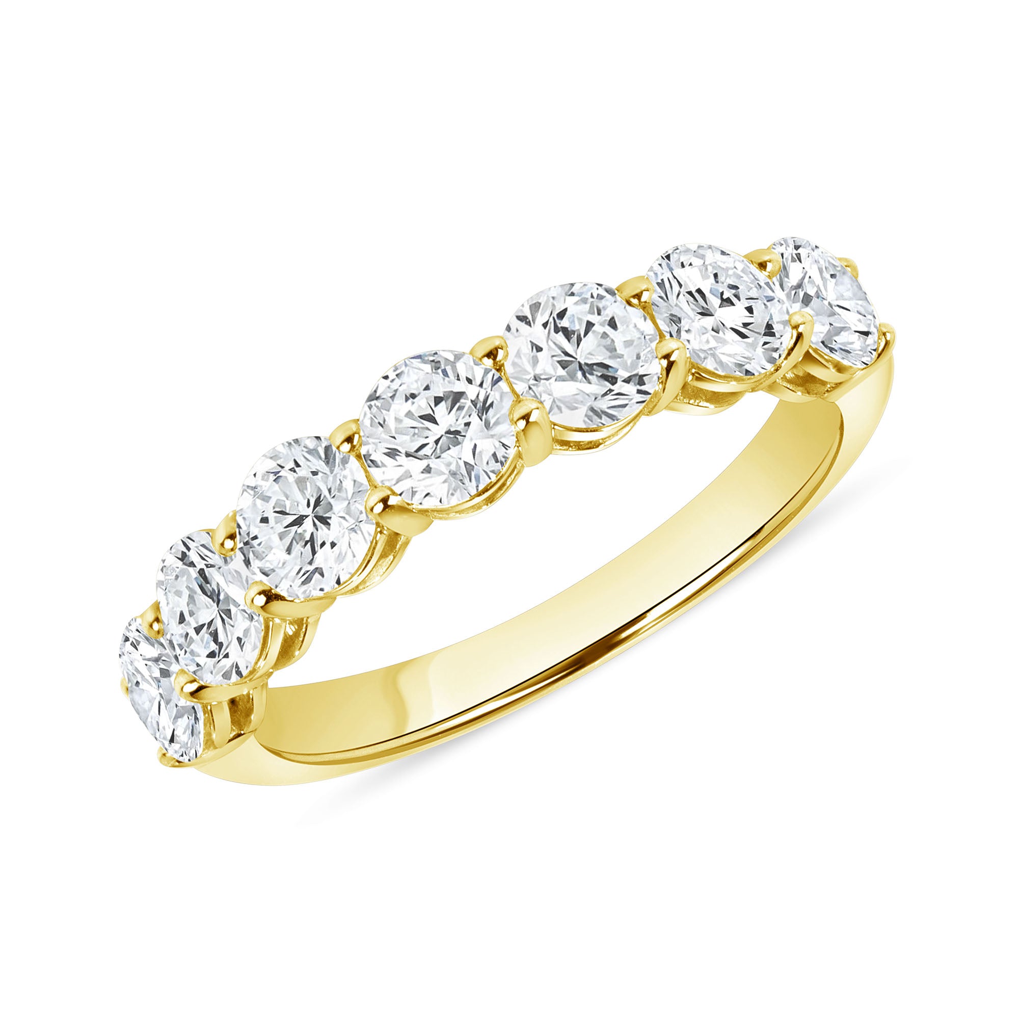 1.51 CT Round Brilliant Diamond Half Eternity Band in 14K Yellow Gold